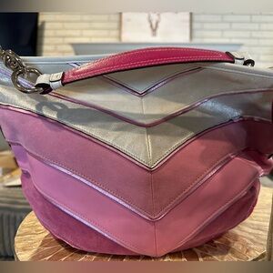 Coach CURRENT CARRY Coach Suede and Metallica Chevron Shoulder Bag